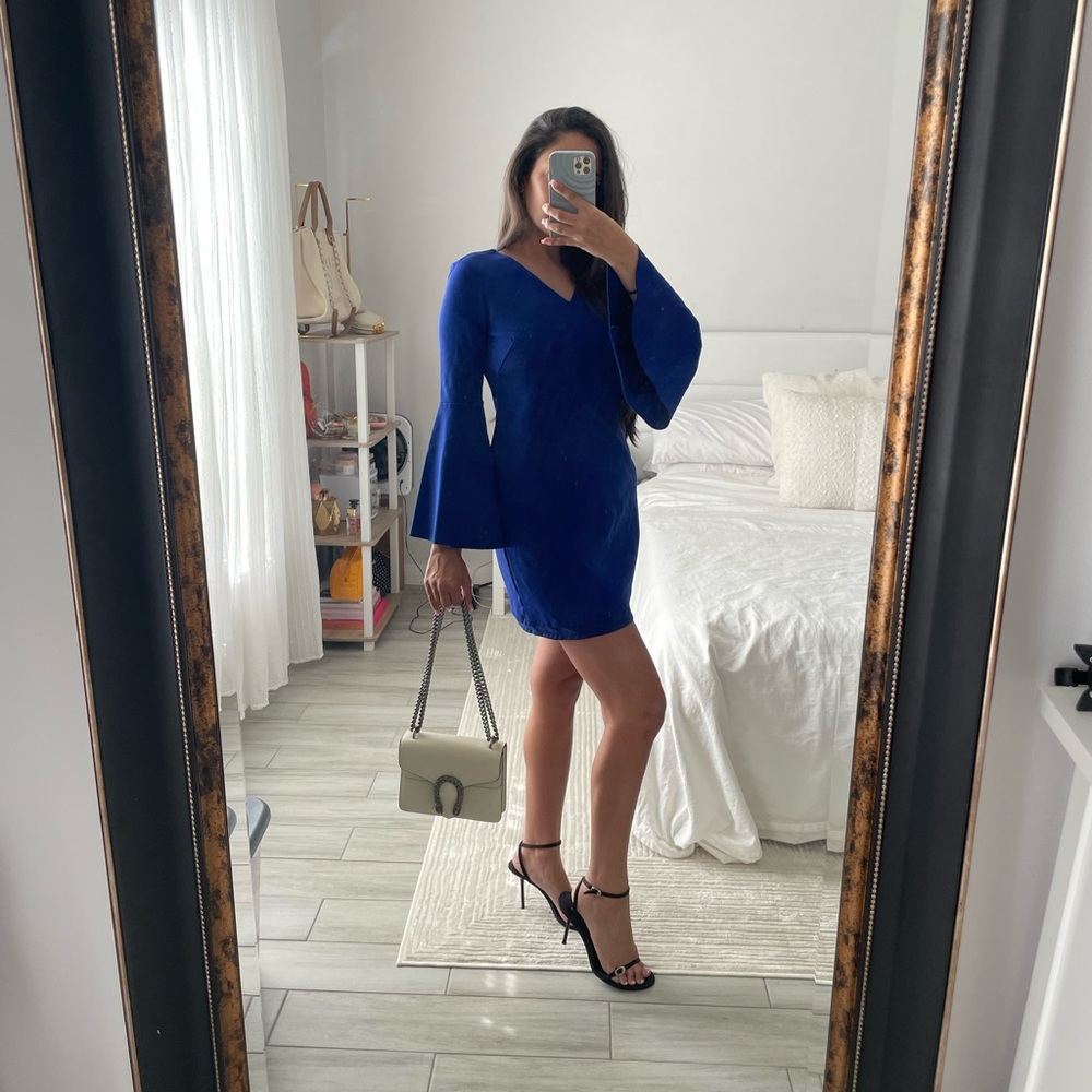 CeCe Royal Blue Bell Sleeve Mini Dress